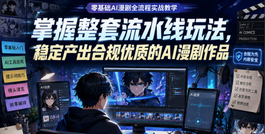 零基础AI漫剧全流程实战教学，掌握整套流水线玩法，稳定产出合规优质的AI漫剧作品-沧海聊项目