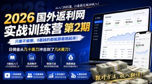 2026年国外返利网实战训练营第2期，只要不偷懒，0基础的都能跟着跑起来，日佣金从几十美刀冲击到了几K美刀-沧海聊项目