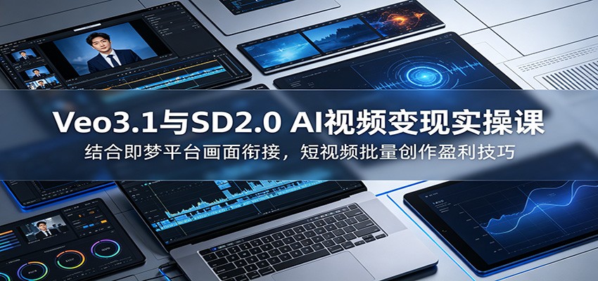 Veo3.1与SD2.0 AI视频变现实操课课：结合即梦平台画面衔接，短视频批量创作盈利技巧-沧海聊项目