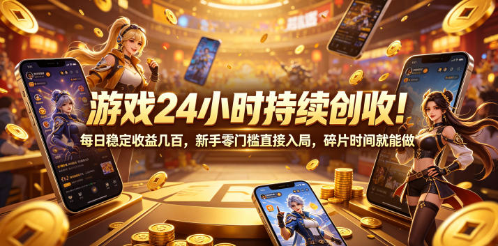 游戏24小时持续创收！每日稳定收益几百，新手零门槛直接入局，碎片时间就能做【揭秘】-沧海聊项目