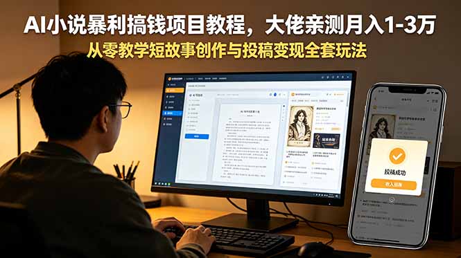 AI小说暴利搞钱项目教程，大佬亲测月入1-3万，从零教学短故事创作与投稿变现全套玩法-沧海聊项目
