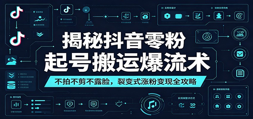 揭秘抖音零粉起号搬运爆流术：不拍不剪不露脸，裂变式涨粉变现全攻略-沧海聊项目