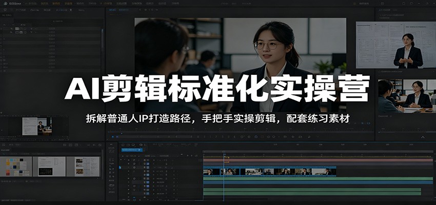 AI剪辑标准化实操营：拆解普通人IP打造路径，手把手实操剪辑，配套练习素材-沧海聊项目