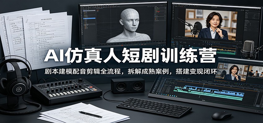 AI仿真人短剧训练营：剧本建模配音剪辑全流程，拆解成熟案例，搭建变现闭环-沧海聊项目