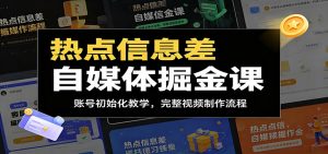 热点信息差自媒体掘金课：账号初始化教学，完整视频制作流程-沧海聊项目