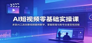 AI短视频零基础实操课：多款AI工具创意视频案例教学，掌握剪辑与账号全套变现流程-沧海聊项目