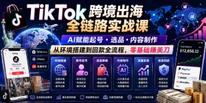 TikTok跨境出海全链路实战课，AI赋能起号・选品・内容制作，从环境搭建到回款全流程，零基础賺美刀-沧海聊项目
