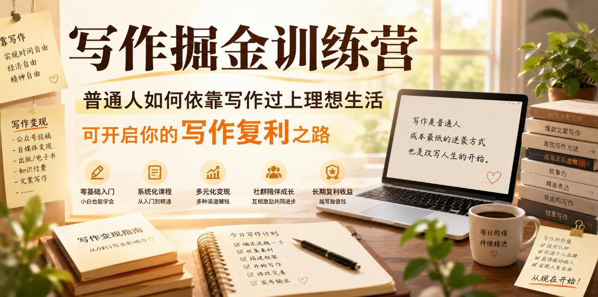 写作掘金训练营，普通人如何依靠写作过上理想生活，可开启你的写作复利之路(更新6月)-沧海聊项目