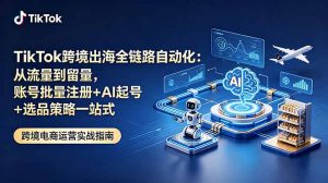 TikTok跨境出海全链路自动化：从流量到留量，账号批量注册+AI起号+选品策略一站式-沧海聊项目