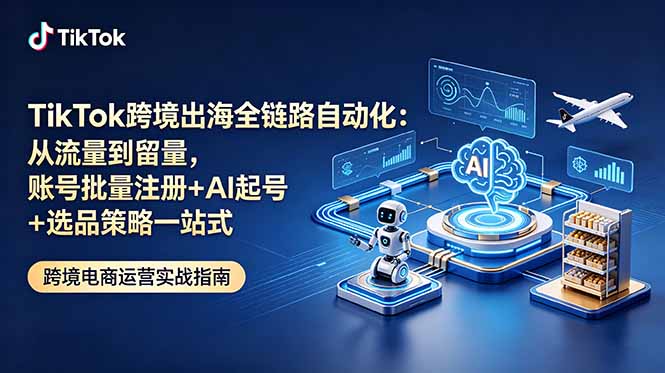 TikTok跨境出海全链路自动化：从流量到留量，账号批量注册+AI起号+选品策略一站式-沧海聊项目