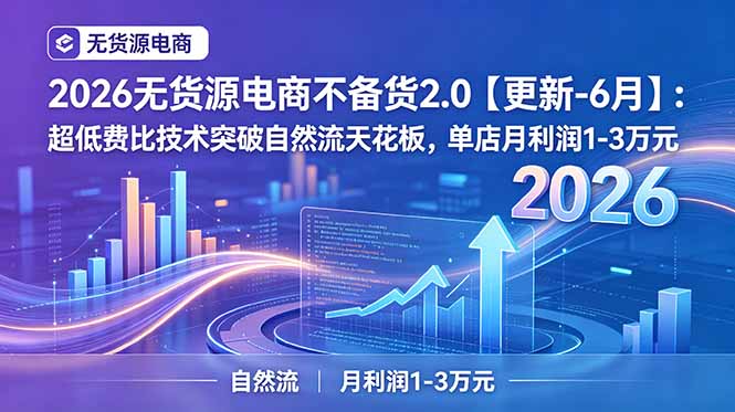 2026无货源电商不备货2.0【更新-6月】：超低费比技术突破自然流天花板，单店月利润1-3万元-沧海聊项目