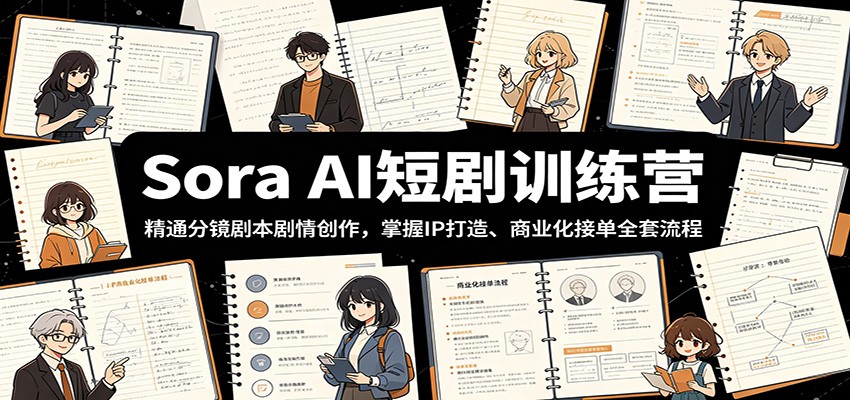 Sora AI短剧训练营：精通分镜剧本剧情创作，掌握IP打造、商业化接单全套流程-沧海聊项目