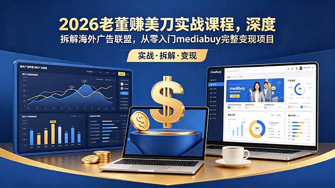 2026老董赚美刀实战课程，深度拆解海外广告联盟，从零入门mediabuy完整变现项目-沧海聊项目