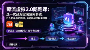 薅流虚拟2.0陪跑课:选一次品淘宝闲鱼同步卖,日入100-200纯利,0成本AI流程化操作-沧海聊项目