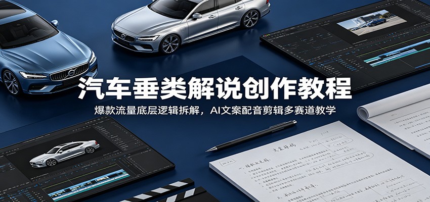 汽车垂类解说创作教程：爆款流量底层逻辑拆解，AI文案配音剪辑多赛道教学-沧海聊项目