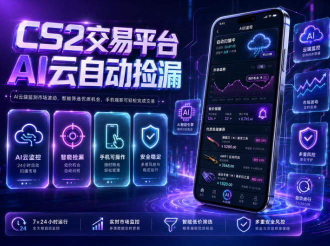 CS2交易平台AI云自动捡漏，多年稳定运行，无需手机，支持任何形式验证，日入300+【揭秘】-沧海聊项目