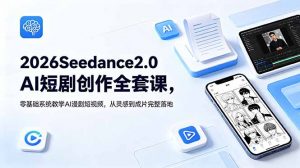 2026Seedance2.0AI短剧创作全套课，零基础系统教学AI漫剧短视频，从灵感到成片完整落地-沧海聊项目