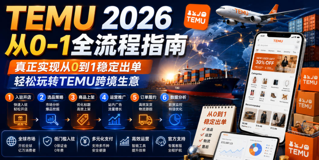 TEMU 2026从0-1全流程指南，真正实现从0到1稳定出单，轻松玩转TEMU跨境生意-沧海聊项目