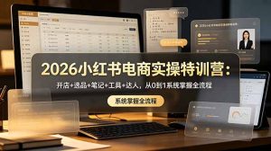 2026小红书电商实操特训营:开店+选品+笔记+工具+达人,从0到1系统掌握全流程-沧海聊项目