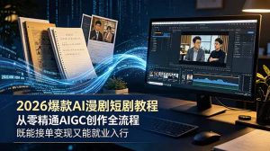 2026 爆款 AI 漫剧短剧教程 从零精通 AIGC 创作全流程 既能接单变现又能就业入行-沧海聊项目