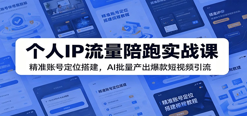 个人IP流量陪跑实战课：精准账号定位搭建，AI批量产出爆款短视频引流-沧海聊项目