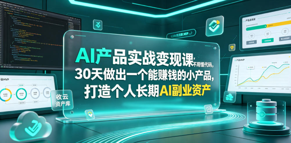 AI产品实战变现课，不用懂代码，30天做出一个能賺钱的小产品，打造个人长期AI副业资产-沧海聊项目