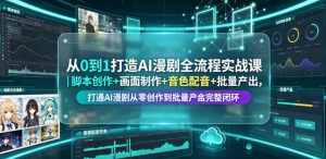 从0到1打造AI漫剧全流程实战课｜脚本创作+画面制作+音色配音+批量产出，打通AI漫剧从零创作到批量量产完整闭环-沧海聊项目