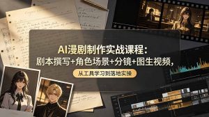 AI漫剧制作实战课程：剧本撰写+角色场景+分镜+图生视频，从工具学习到落地实操-沧海聊项目