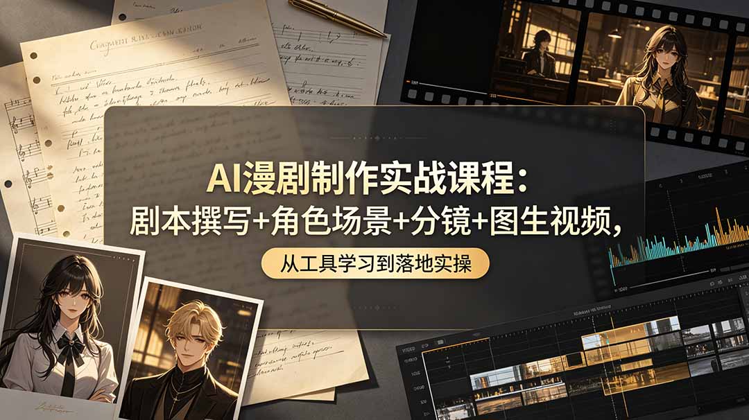 AI漫剧制作实战课程：剧本撰写+角色场景+分镜+图生视频，从工具学习到落地实操-沧海聊项目