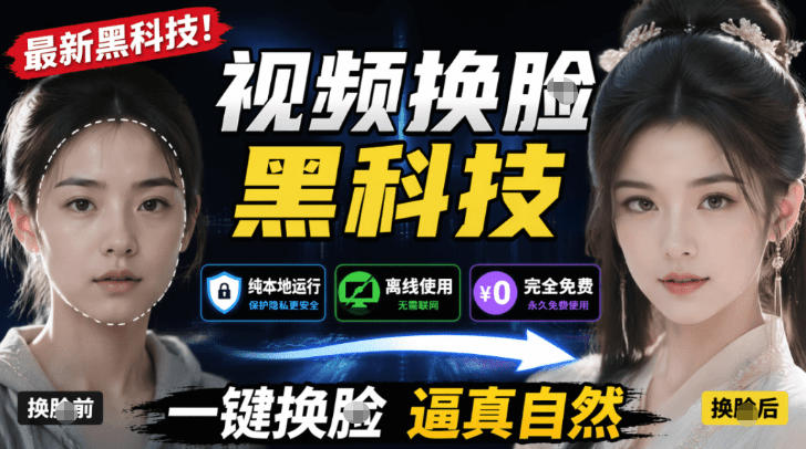 AI人工智能如此夸张？一键视频换Lian黑科技，纯本地离线运行，本地视频换Lian娱乐工具，AI FaceSwap-沧海聊项目