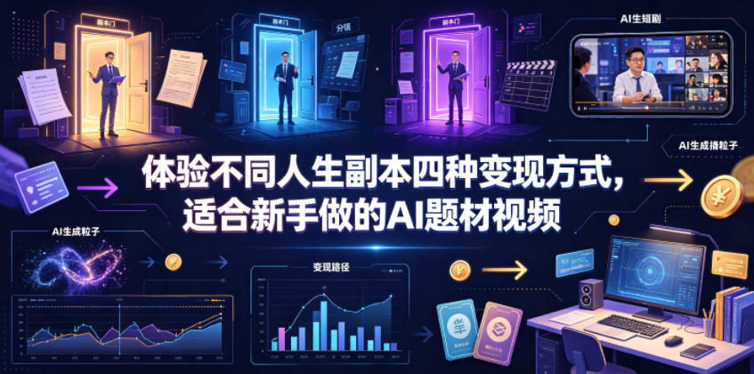 体验不同人生副本四种变现方式，适合新手做的AI题材视频-沧海聊项目