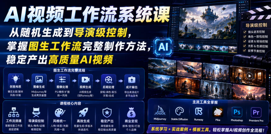 AI视频工作流系统课，从随机生成到导演级控制，掌握图生工作流完整制作方法，稳定产出高质量AI视频-沧海聊项目