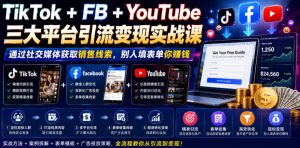 TikTok+FB+YouTube三大平台引流变现实战课，通过社交媒体获取销售线索，别人填表单你賺钱【原创双语字幕】-沧海聊项目