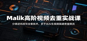 Malik高阶视频去重实战课：分镜逆向改写全套技术，多平台AI生视频规避查重限流-沧海聊项目