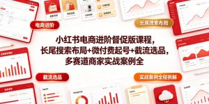 小红书电商进阶督促版课程，长尾搜索布局+微付费起号+截流选品，多赛道商家实战案例全程拆解-沧海聊项目