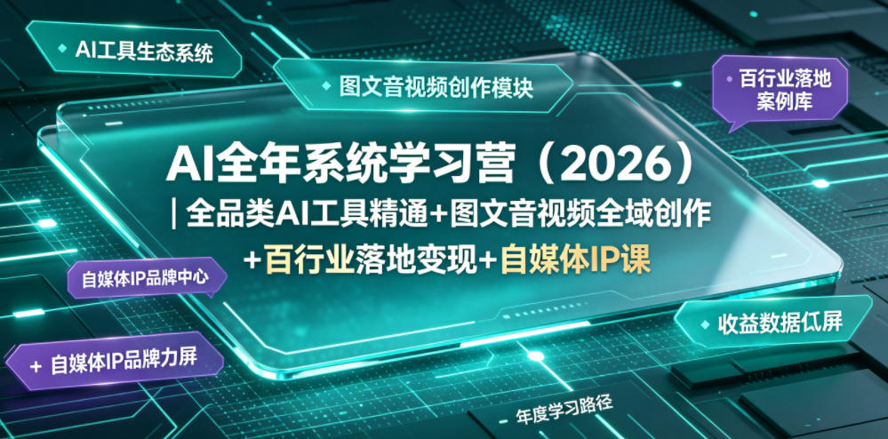 AI全年系统学习营(2026)｜全品类AI工具精通+图文音视频全域创作+百行业落地变现+自媒体IP打造年度进阶大课-沧海聊项目