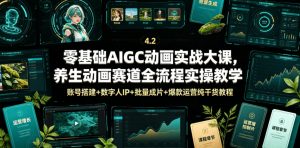 零基础AIGC动画实战大课，养生动画赛道全流程实操教学，账号搭建+数字人IP+批量成片+爆款运营纯干货教程-沧海聊项目