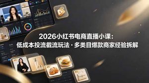 2026小红书电商直播小课，低成本投流截流玩法，多类目爆款商家经验完整拆解教学-沧海聊项目