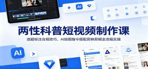 两性科普短视频制作课：选题标注合规技巧，AI绘图指令搭配剪映剪辑全流程实操-沧海聊项目