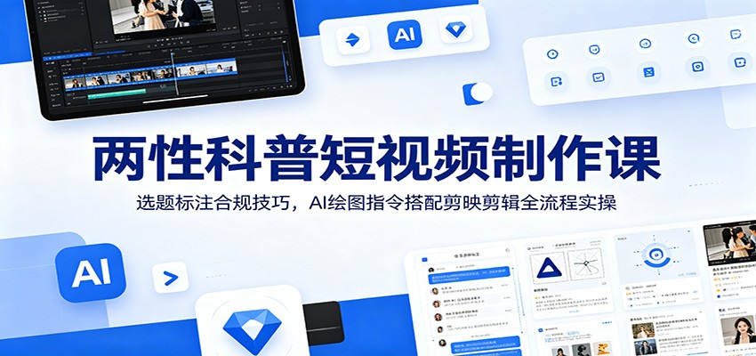 两性科普短视频制作课：选题标注合规技巧，AI绘图指令搭配剪映剪辑全流程实操-沧海聊项目