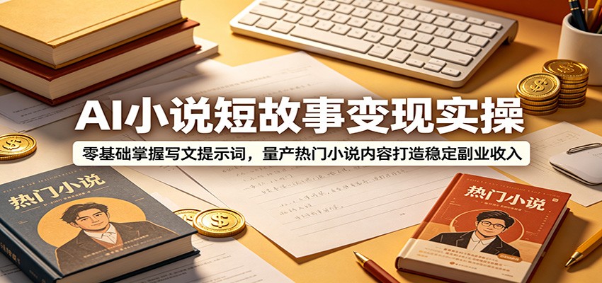 AI小说短故事变现实操：零基础掌握写文提示词，量产热门小说内容打造稳定副业收入-沧海聊项目