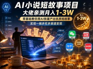 AI小说短故事项目，大佬亲测月入1-3W，零基础教你用AI批量产出优质短故事，实现一稿多吃多渠道变现(更新0624)-沧海聊项目