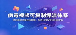病毒视频可复制爆流体系：揭秘爆款流量底层逻辑，标准化流程持续出圈变现-沧海聊项目
