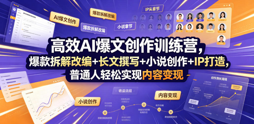 高效AI爆文创作训练营，爆款拆解改编+长文撰写+小说创作+IP打造，普通人轻松实现内容变现-沧海聊项目