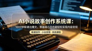 AI小说故事创作系统课：10分钟极速出爆文，零基础小白也能轻松实现内容变现-沧海聊项目