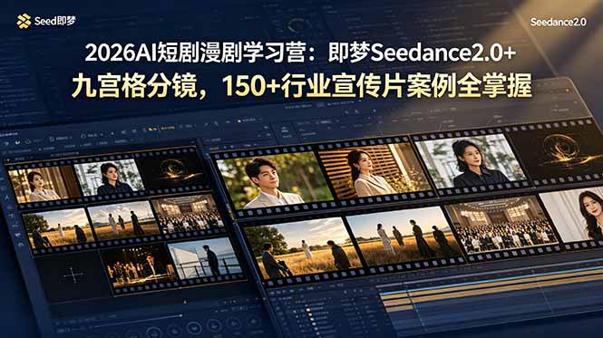 2026AI短剧漫剧学习营：即梦Seedance2.0+九宫格分镜，150+行业宣传片案例全掌握-沧海聊项目