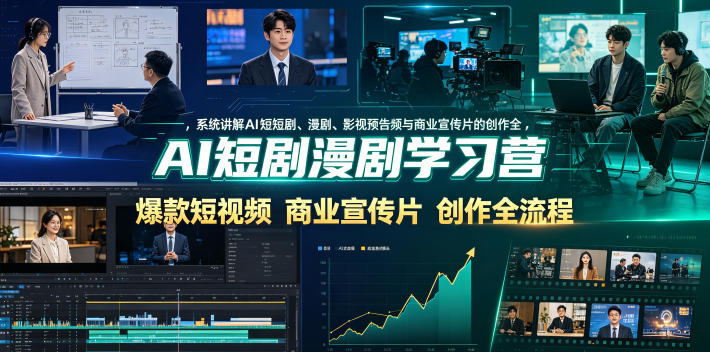 AI短剧漫剧学习营，系统讲解AI短剧、漫剧、影视预告片、爆款短视频与商业宣传片的创作全流程-沧海聊项目