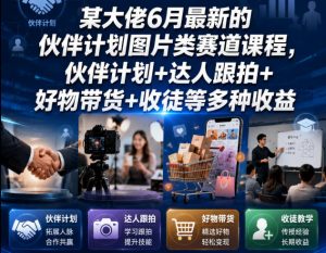 某大佬6月最新的伙伴计划图片类赛道课程，伙伴计划+达人跟拍+好物带货+收徒等多种收益-沧海聊项目