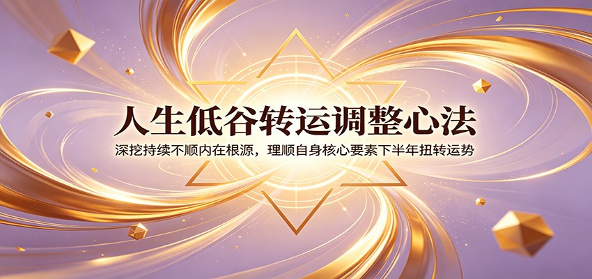 人生低谷转运调整心法：深挖持续不顺内在根源，理顺自身核心要素下半年扭转运势-沧海聊项目