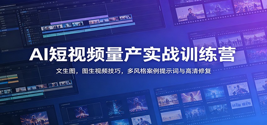 AI短视频量产实战训练营：文生图，图生视频技巧，多风格案例提示词与高清修复-沧海聊项目